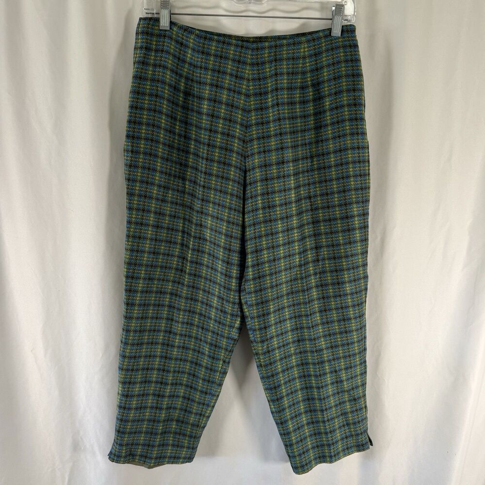 Allison Taylor 100% Silk Pants Women's 6 Green Lined Side Zip Pocketless